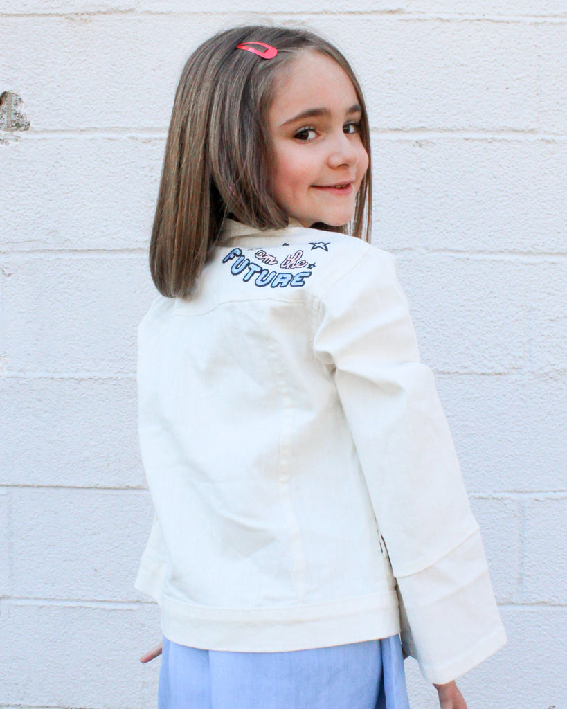 Girls White Denim Jacket OUT OF STOCK
